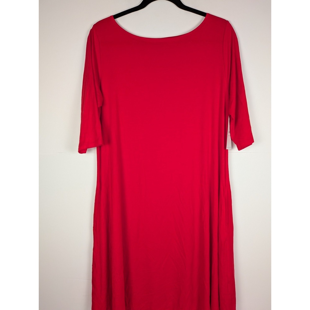 Sympli Bamboo Nu Trapeze Dress-Elbow Sleeve- Lipstick Red Women's Size 12